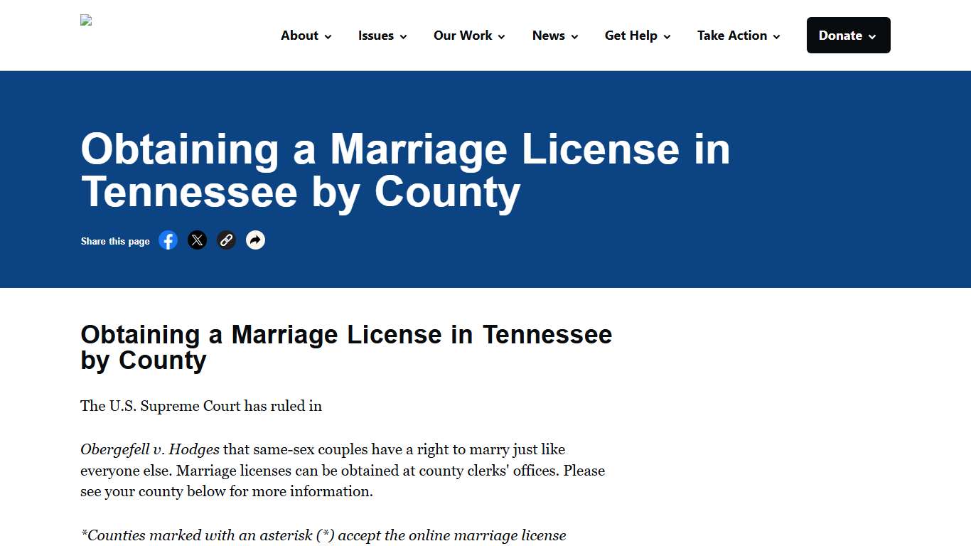 Obtaining a Marriage License in Tennessee by County - ACLU of Tennessee